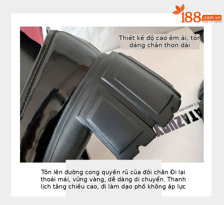 Giày da nữ mũi tròn siêu cao gót đế bánh mì phong cách casual — Màu đen, Màu đỏ rượu, Màu trắng chi tiết 9