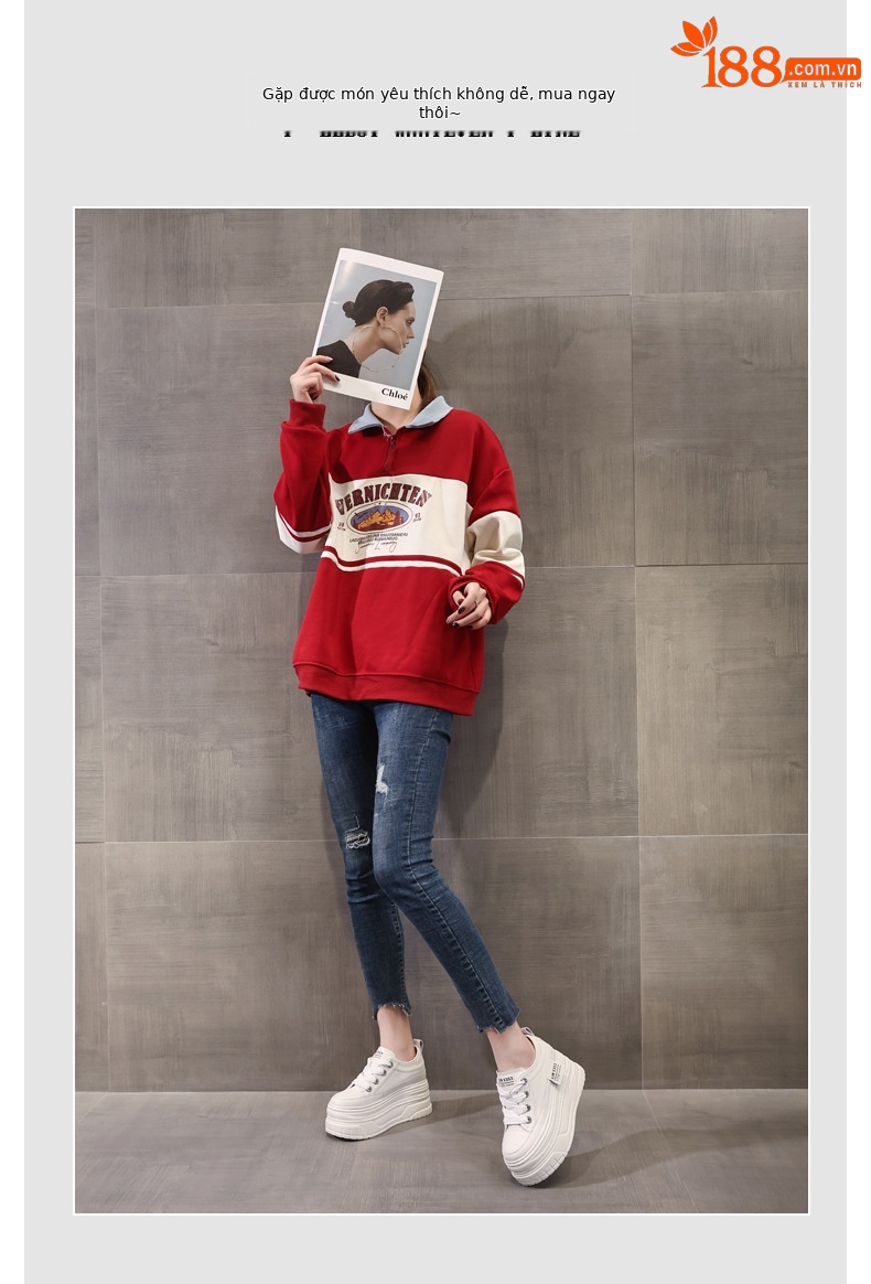 Giày sneaker nữ đế dày bánh xốp trắng phối đế độn cao — Màu đen chi tiết 6