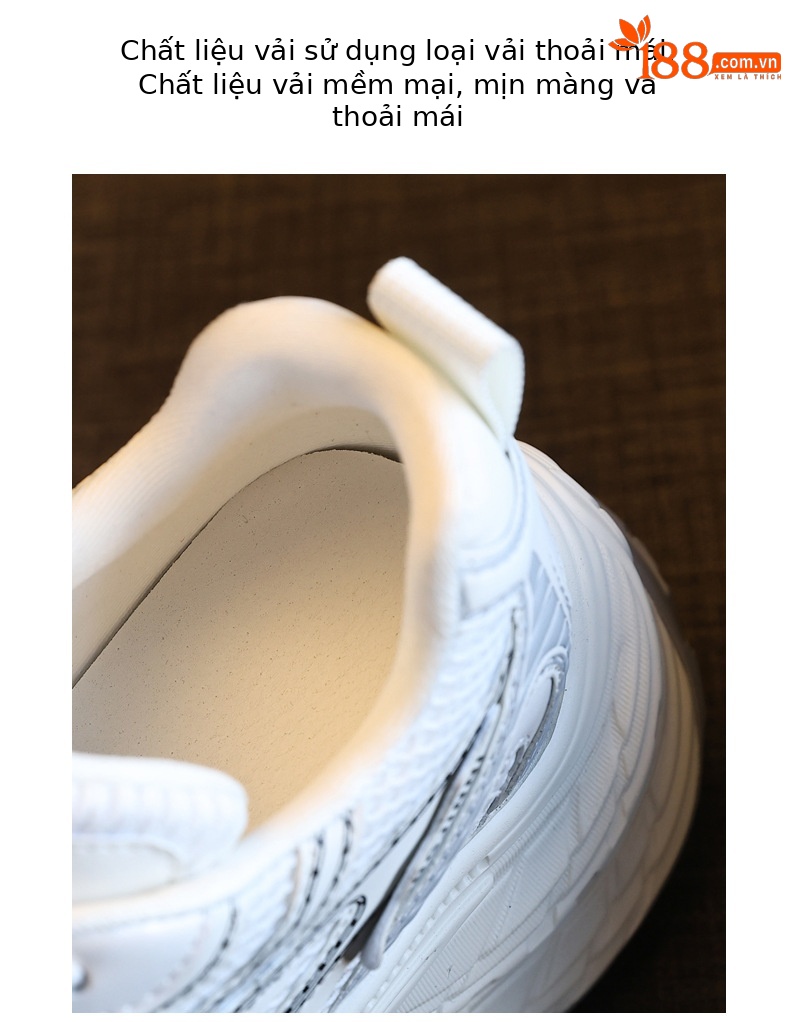 Giày sneaker chunky nữ đế dày lưới thoáng khí tăng chiều cao — Màu trắng chi tiết 8