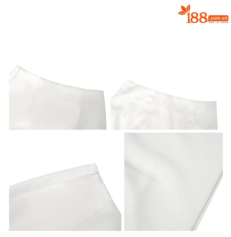 Váy ngắn chữ A cạp cao ôm body trắng thanh lịch — Màu trắng chi tiết 2