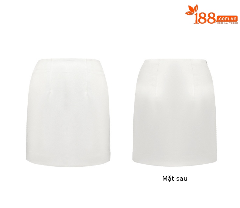 Váy ngắn chữ A cạp cao ôm body trắng thanh lịch — Màu trắng chi tiết 3