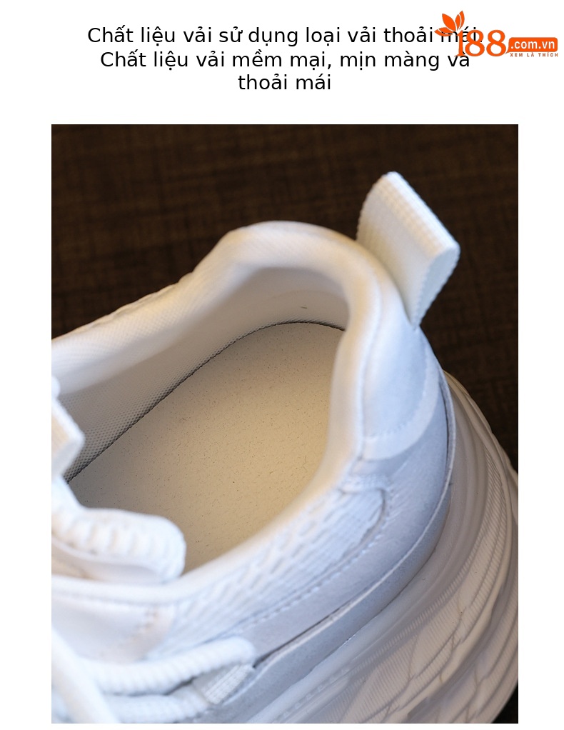 Giày sneaker nữ đế dày tăng chiều cao, mặt lưới thoáng khí, phong cách bánh xốp — Màu be chi tiết 8
