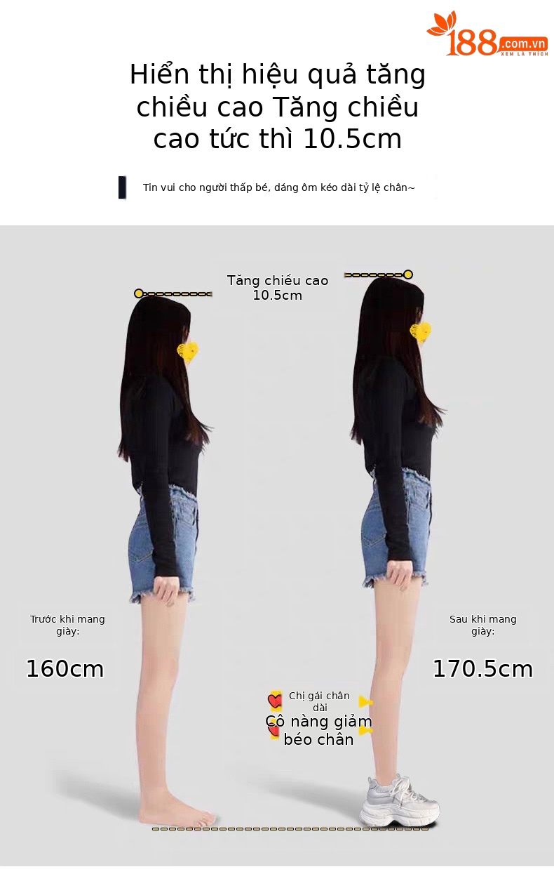 Giày sneaker nữ đế dày tăng chiều cao, mặt lưới thoáng khí, phong cách bánh xốp — Màu be chi tiết 4