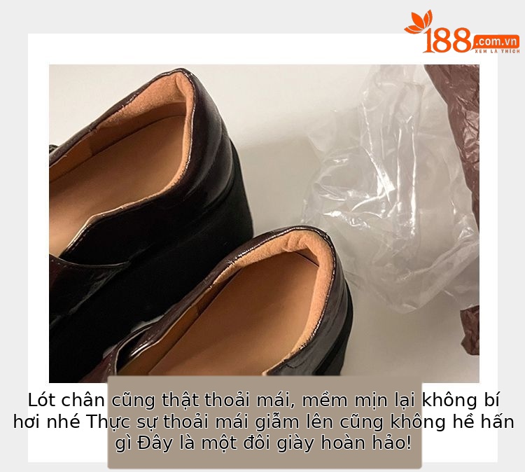 Giày da nữ mũi tròn miệng sâu đế xuồng cao gót dày khóa thắt lưng phong cách cổ điển — Màu nâu, Màu đen chi tiết 8