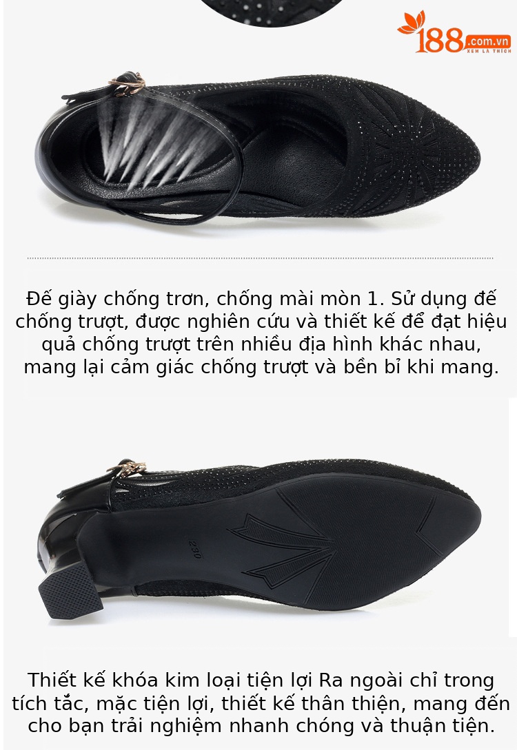 Sandal cao gót nữ hở mũi da lưới thoáng khí, gót vuông ổn định — Màu be chi tiết 12