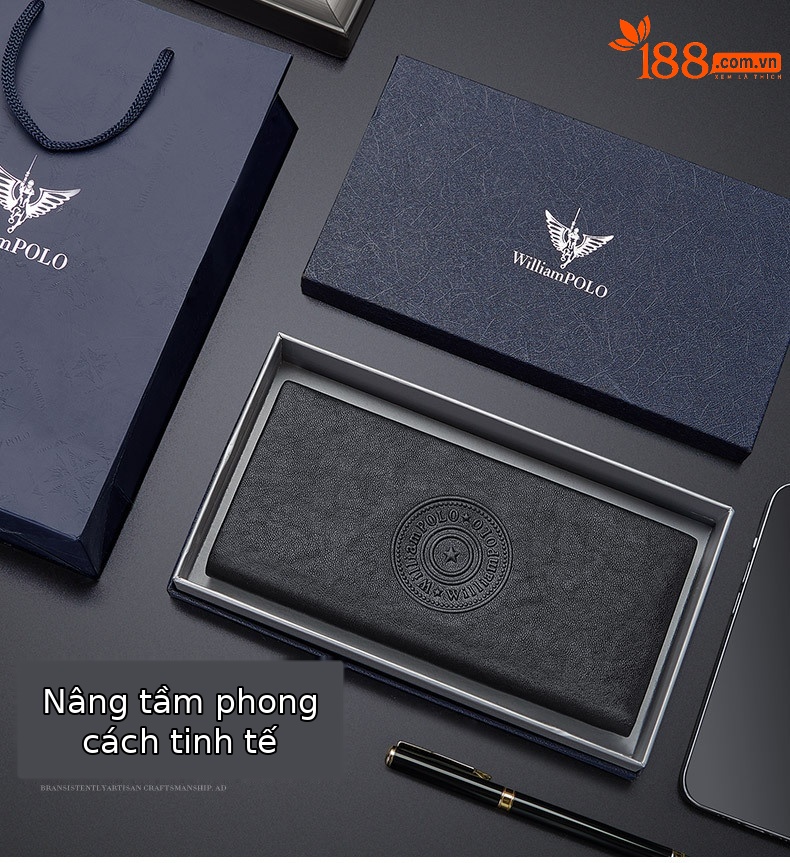Ví da bò dài nam nhiều ngăn thẻ phong cách thời trang chi tiết 5