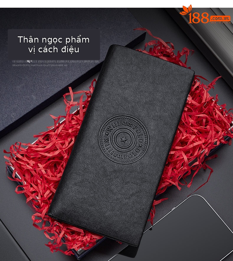 Ví da bò dài nam nhiều ngăn thẻ phong cách thời trang chi tiết 9