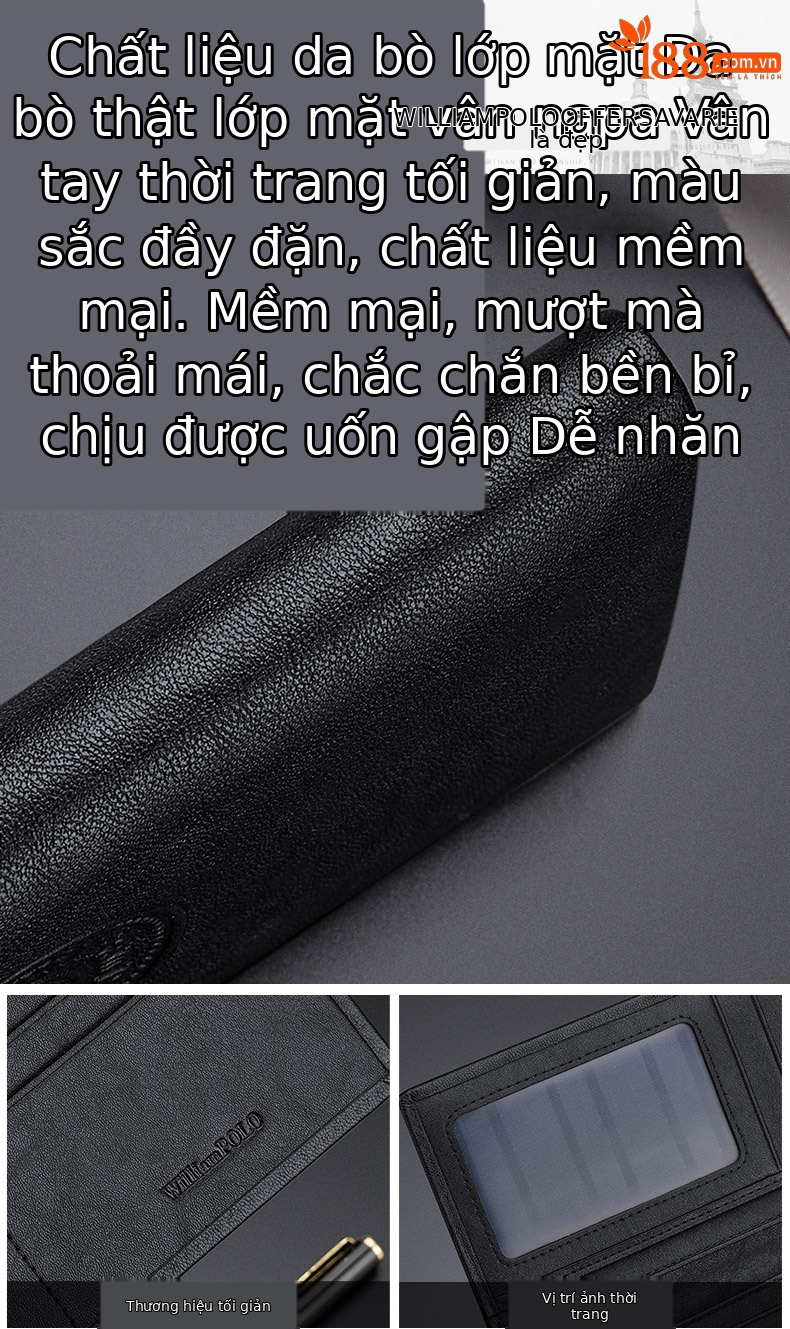Ví da bò dài nam nhiều ngăn thẻ phong cách thời trang chi tiết 8