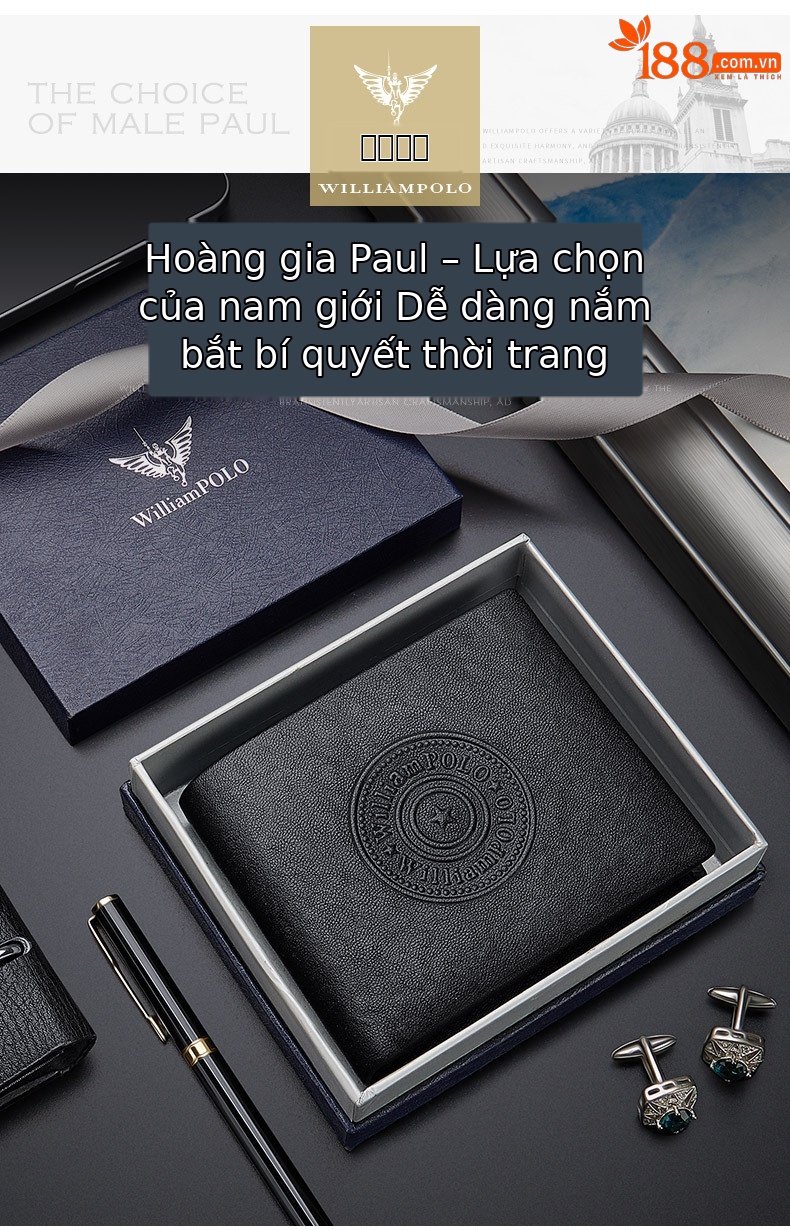 Ví nam ngắn da thuộc thực vật Emperor Paul cao cấp nhiều ngăn thẻ chi tiết 2