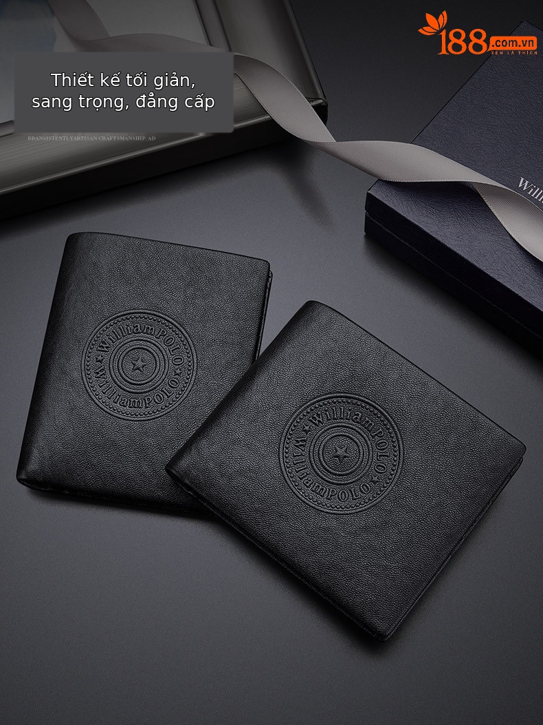 Ví nam ngắn da thuộc thực vật Emperor Paul cao cấp nhiều ngăn thẻ chi tiết 4