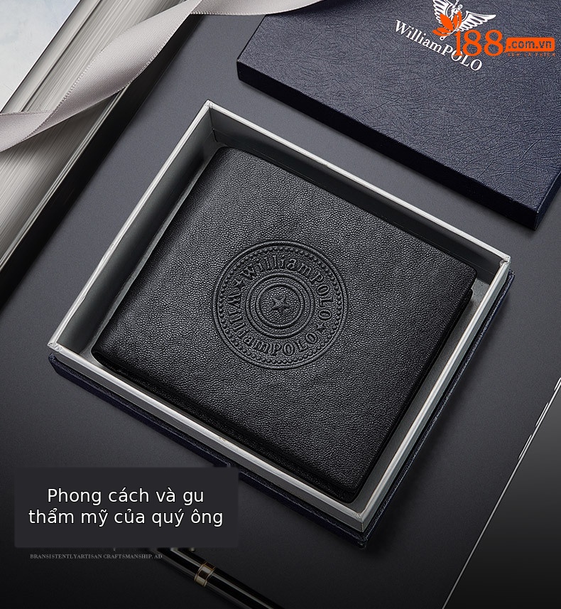 Ví nam ngắn da thuộc thực vật Emperor Paul cao cấp nhiều ngăn thẻ chi tiết 10
