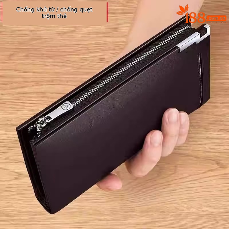 Ví da nam dáng dài đa năng nhiều khe thẻ cầm tay doanh nhân