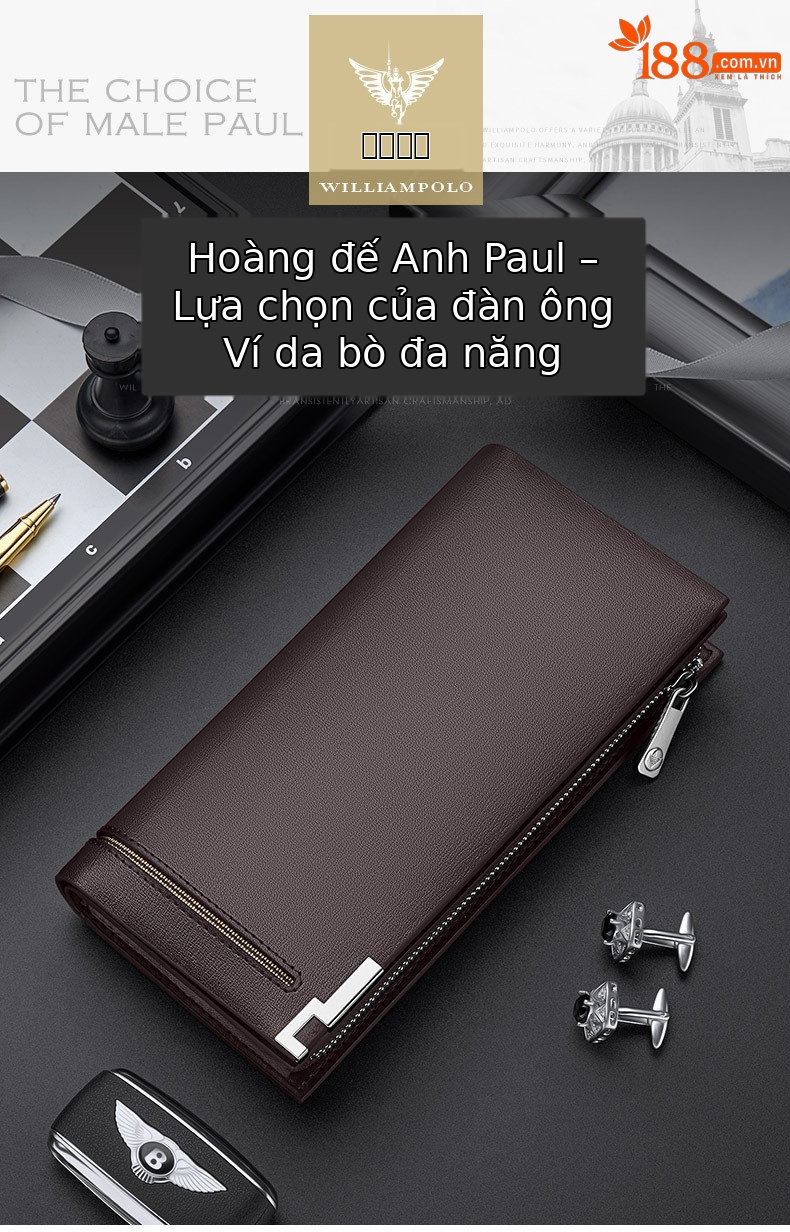Ví da nam dáng dài đa năng nhiều khe thẻ cầm tay doanh nhân chi tiết 1