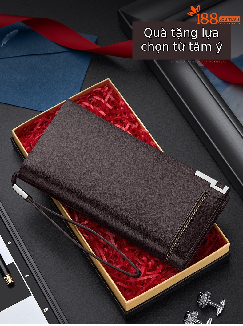 Ví da nam dáng dài đa năng nhiều khe thẻ cầm tay doanh nhân chi tiết 2