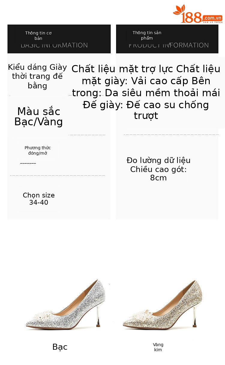 Giày cưới nữ mũi nhọn gót nhỏ miệng nông mẫu mới xuân thu 2025 — Màu vàng chi tiết 3