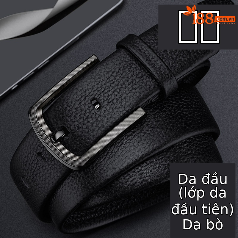 Thắt lưng da nam khóa kim da bò cao cấp phong cách công sở 2025 — 120cm, 130cm, 110cm, 125cm