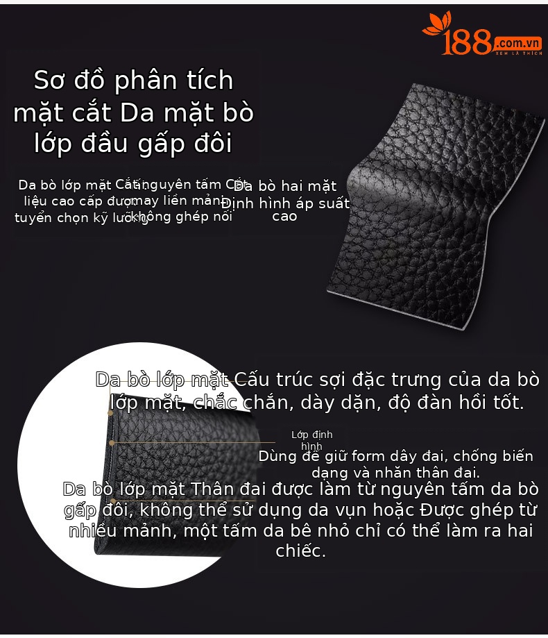 Thắt lưng da nam khóa kim da bò cao cấp phong cách công sở 2025 — 120cm, 130cm, 110cm, 125cm chi tiết 7