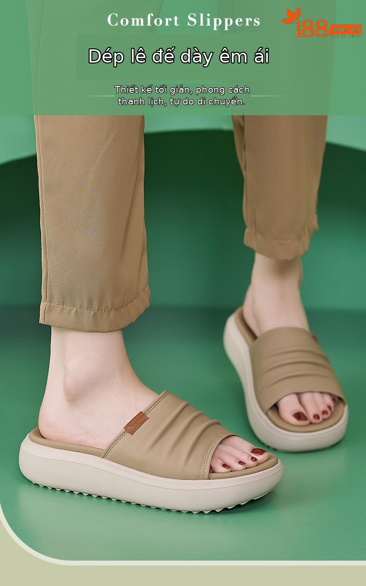 Sandal nữ đế dày quai chữ V đơn giản phong cách mới xuân hè 2026 — Màu đen, Màu trắng, Màu mơ chi tiết 1