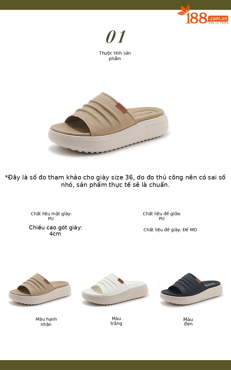 Sandal nữ đế dày quai chữ V đơn giản phong cách mới xuân hè 2026 — Màu đen, Màu trắng, Màu mơ chi tiết 2