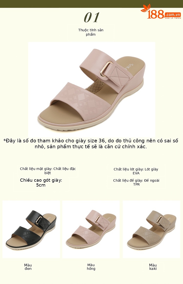 Dép sandal nữ xỏ ngón quai khóa mùa hè phong cách Âu Mỹ, đế bệt thoải mái — Màu đen, Màu hồng, Màu kaki chi tiết 1