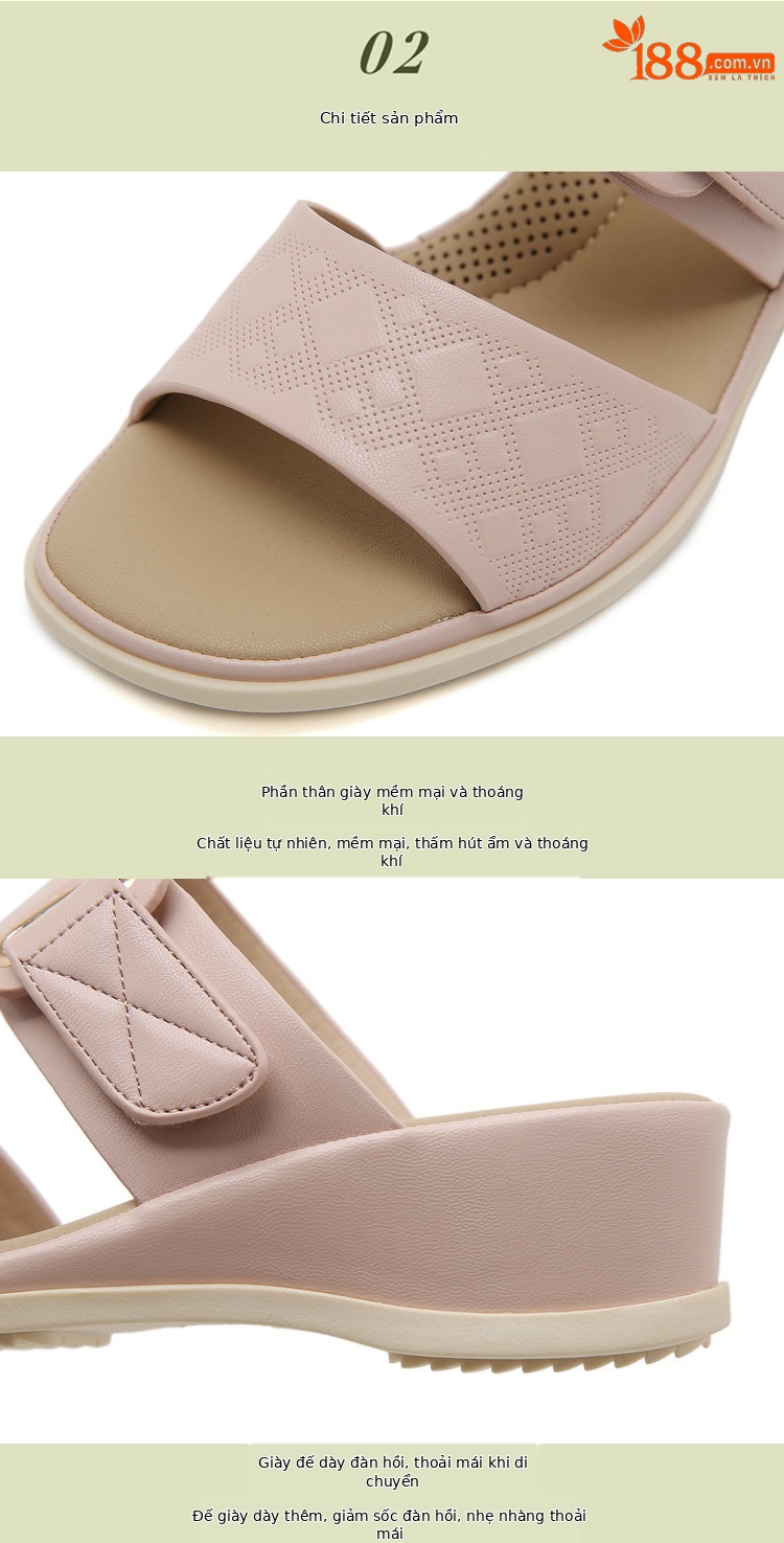 Dép sandal nữ xỏ ngón quai khóa mùa hè phong cách Âu Mỹ, đế bệt thoải mái — Màu đen, Màu hồng, Màu kaki chi tiết 2