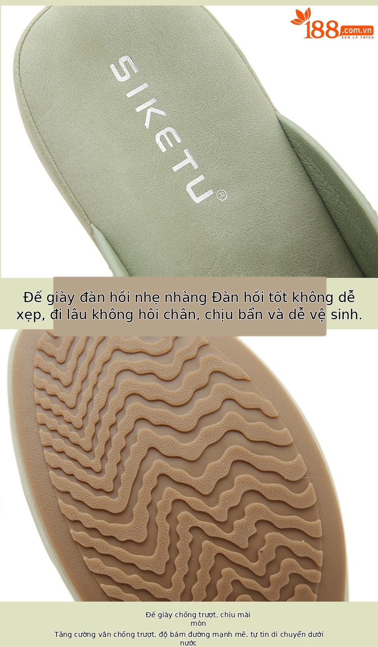 Sandal cao gót nữ hở mũi đính đá gót dốc chống trượt đi làm 2025 — Màu đen, Màu xanh lá, Màu mơ chi tiết 3