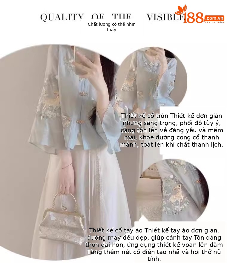 Bộ áo váy thêu cải tiến phong cách Trung Hoa mùa hè, phong cách quốc gia mát mẻ — Chân váy áo phong cách Trung Quốc chi tiết 14