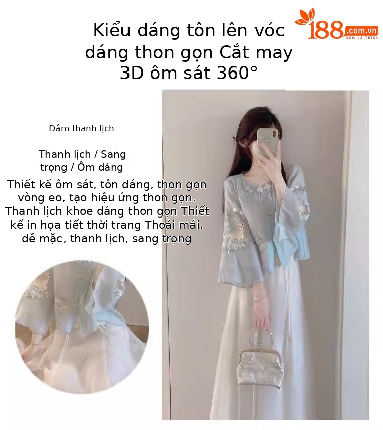 Bộ áo váy thêu cải tiến phong cách Trung Hoa mùa hè, phong cách quốc gia mát mẻ — Chân váy áo phong cách Trung Quốc chi tiết 17