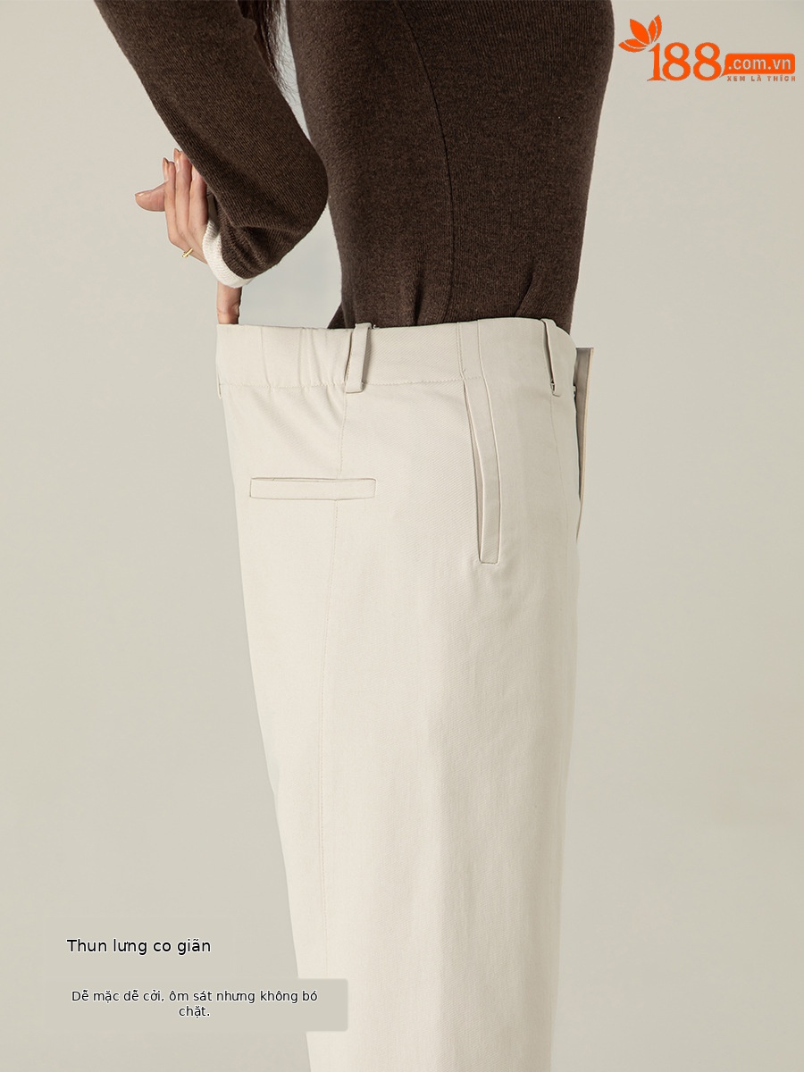 Quần harem nữ ống rộng lưng cao dài 9 phần chất liệu cotton Tencel — Màu xám be