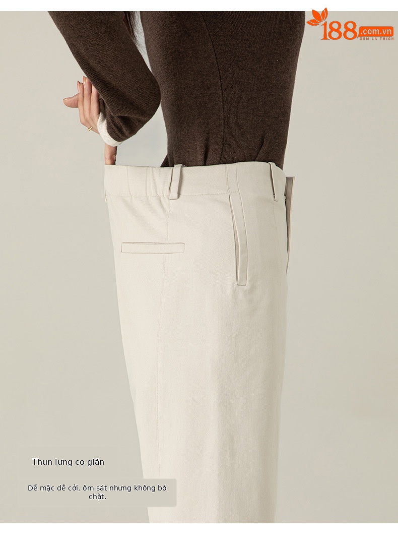 Quần harem nữ ống rộng lưng cao dài 9 phần chất liệu cotton Tencel — Màu xám be chi tiết 14