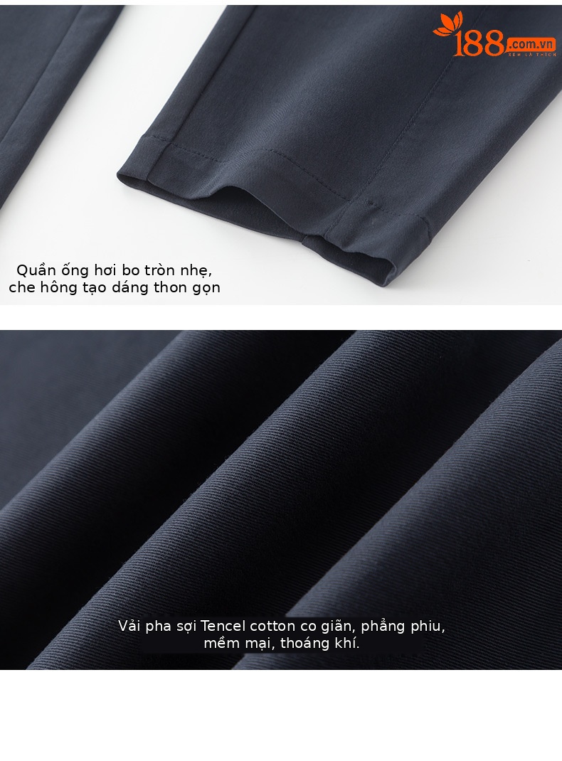 Quần harem nữ ống rộng lưng cao dài 9 phần chất liệu cotton Tencel — Màu xám be chi tiết 20