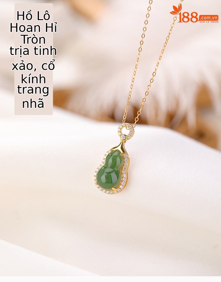 Mặt dây chuyền bạc S925 mạ vàng hình bầu Fulu phong cách cổ điển Trung Hoa — Mẫu vàng (không có dây chuyền) chi tiết 1