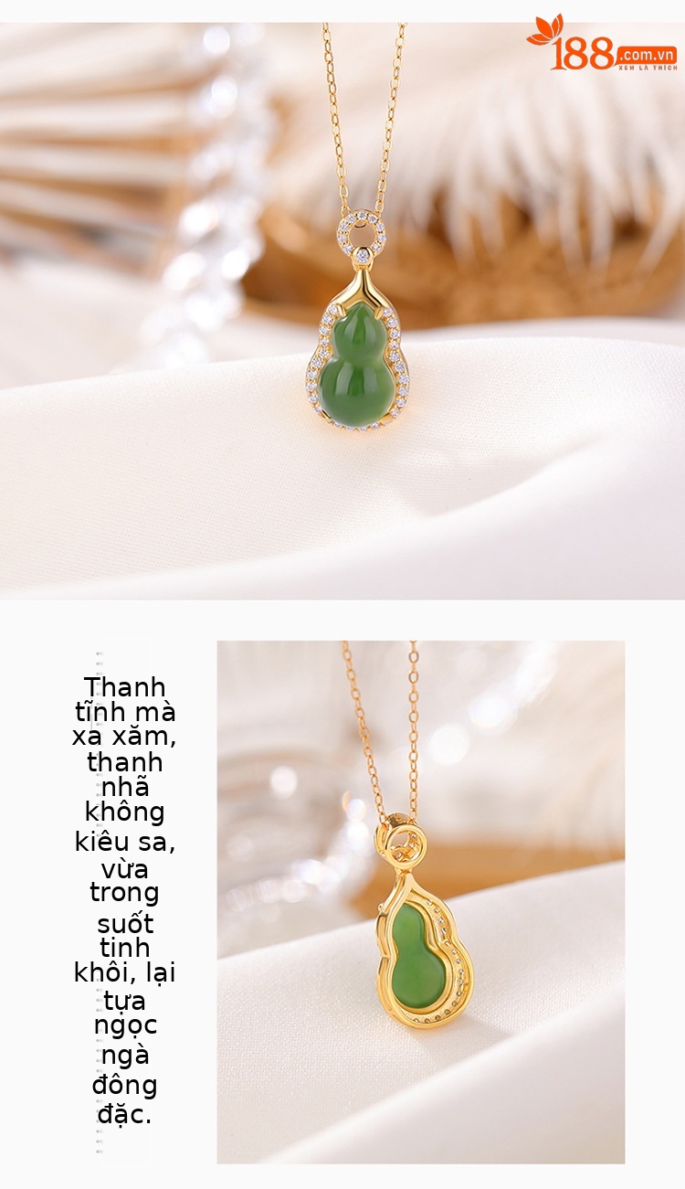 Mặt dây chuyền bạc S925 mạ vàng hình bầu Fulu phong cách cổ điển Trung Hoa — Mẫu vàng (không có dây chuyền) chi tiết 3