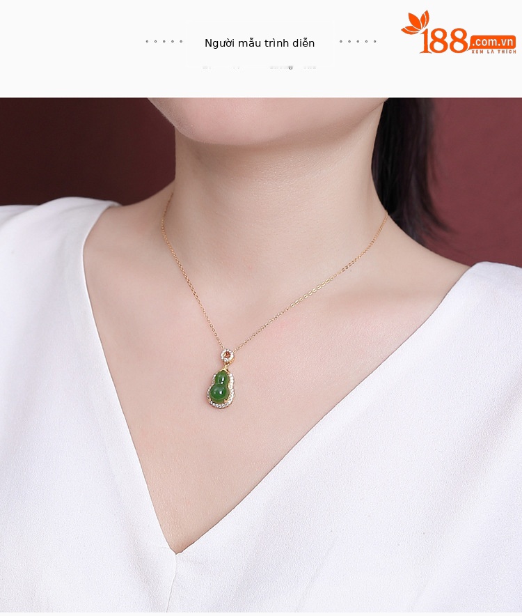 Mặt dây chuyền bạc S925 mạ vàng hình bầu Fulu phong cách cổ điển Trung Hoa — Mẫu vàng (không có dây chuyền) chi tiết 5