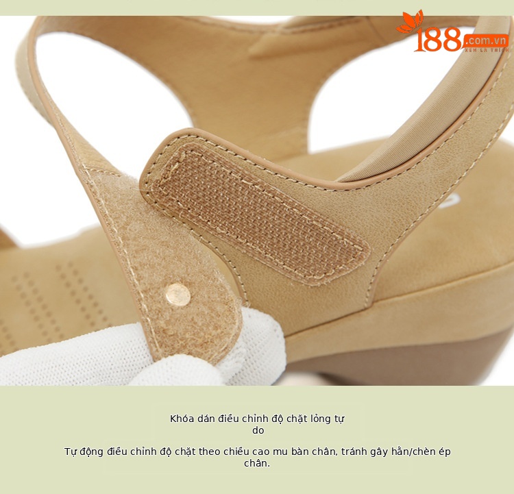 Dép sandal nữ đế xuồng đính đá đi biển chống trượt — Màu camel, Màu hồng, Màu xanh ngọc chi tiết 4