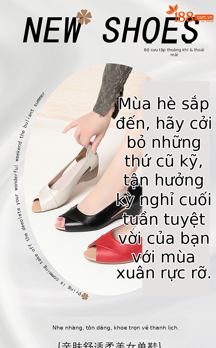 Sandal hở mũi nữ đế xuồng mềm, phong cách mùa hè — Màu đen chi tiết 1