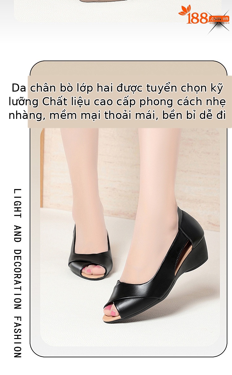 Sandal hở mũi nữ đế xuồng mềm, phong cách mùa hè — Màu đen chi tiết 6