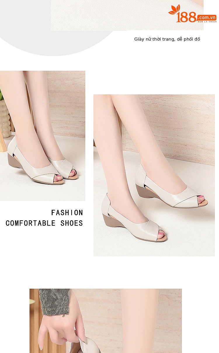 Sandal hở mũi nữ đế xuồng mềm, phong cách mùa hè — Màu đen chi tiết 13