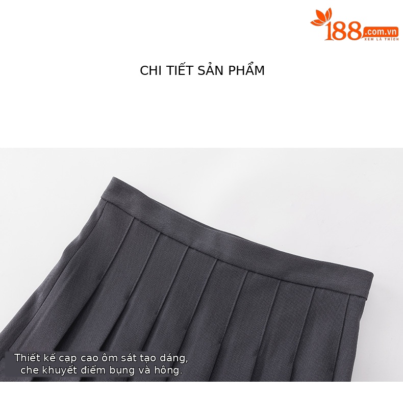 Chân váy xếp ly dáng dài phong cách trí thức nữ tính — Màu đen chi tiết 15