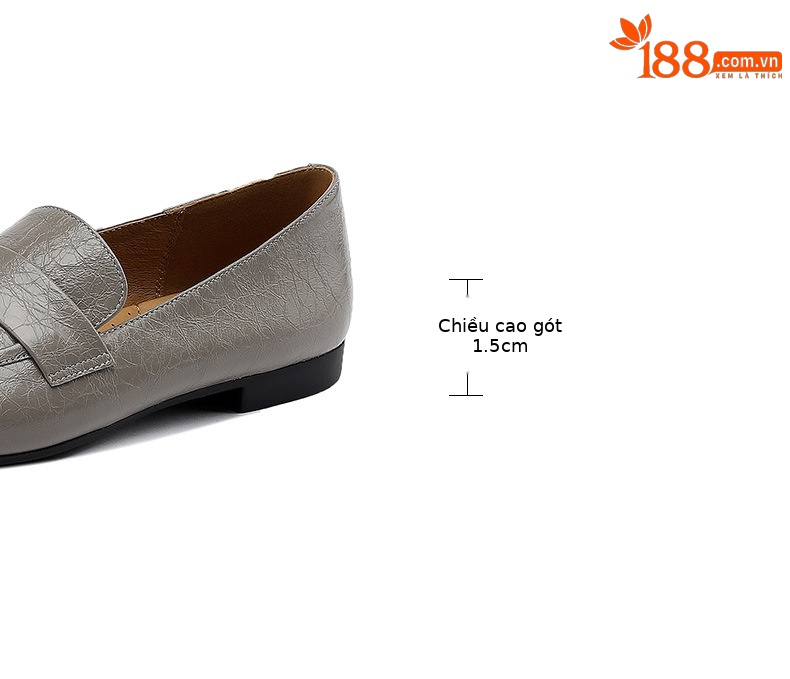 Giày lười nữ mũi tròn đế thấp da mềm phong cách casual — Màu đen chi tiết 5