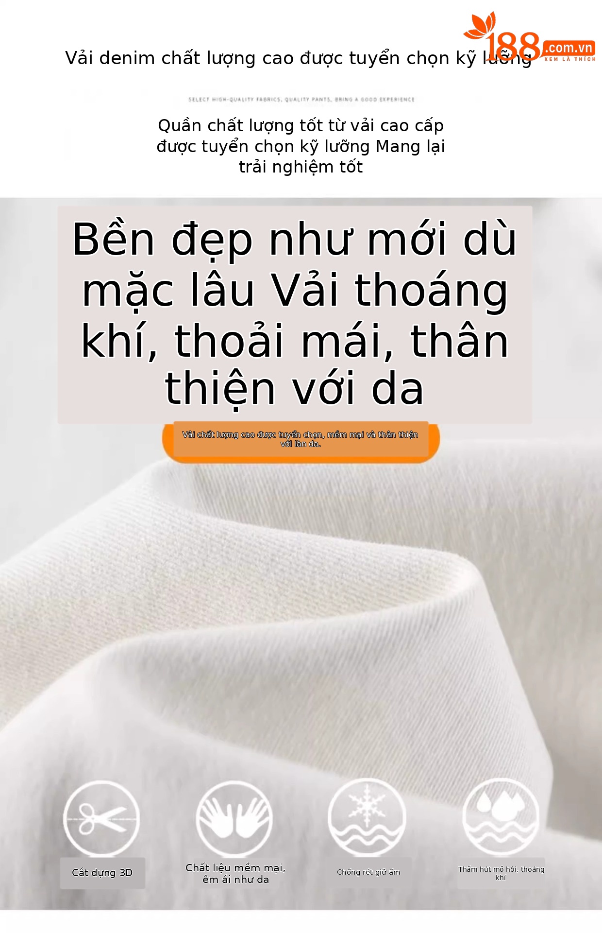Quần jean nữ ống loe cạp cao dáng suông ôm nhẹ — Màu be [bình thường] chi tiết 9
