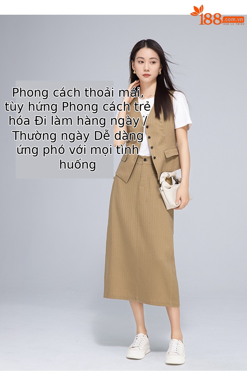 Áo vest gile nữ ngắn tay phong cách cổ điển chất liệu lanh Tencel — Gai Thật Màu chi tiết 16