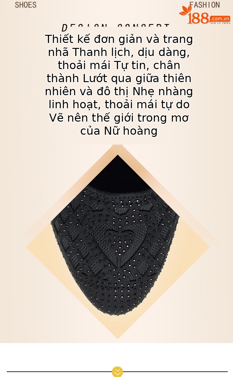 Sandal nữ da thật mũi tròn đính đá đế bệt thoáng khí — Màu be chi tiết 2