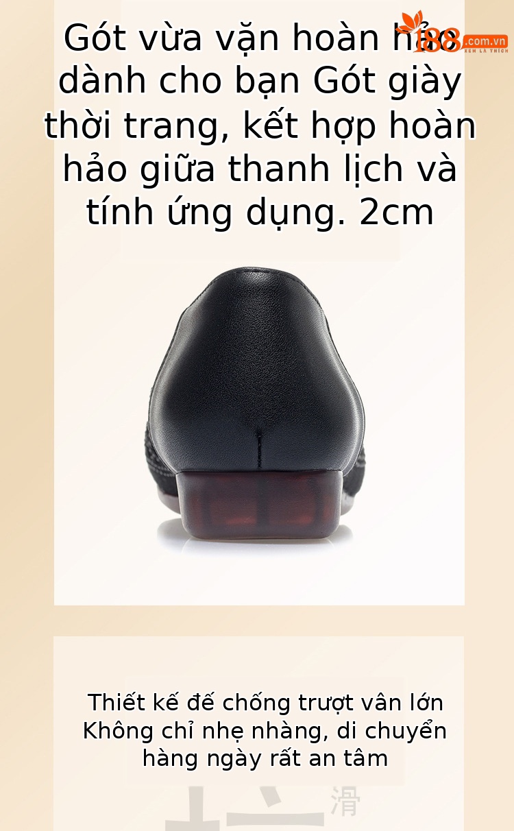 Sandal nữ da thật mũi tròn đính đá đế bệt thoáng khí — Màu be chi tiết 7