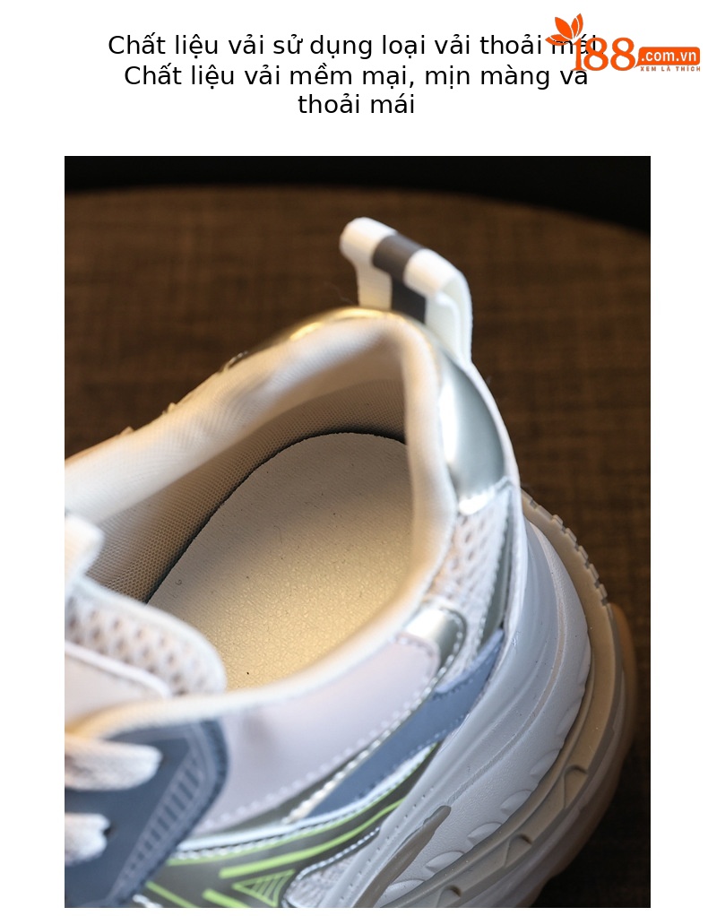 Giày sneaker nữ chunky đế dày mặt lưới thoáng khí độn cao bên trong — Màu vàng chi tiết 8