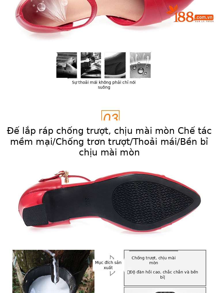 Dép sandal nữ quai chữ V mũi hở, gót dày da thật, giày công sở mùa hè — Màu be chi tiết 5