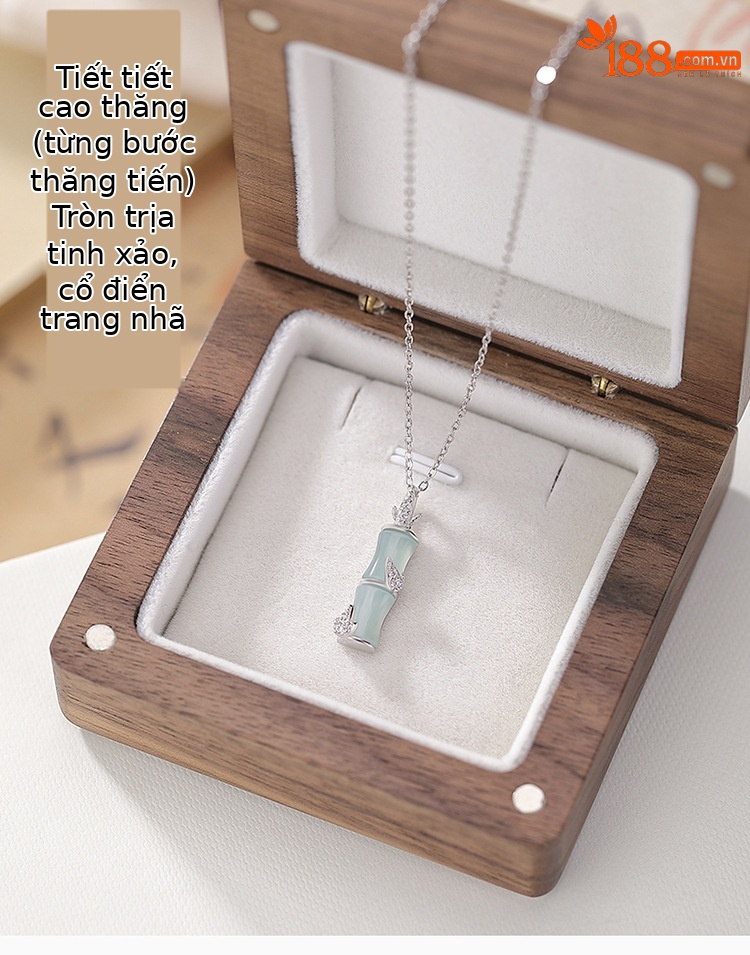 Mặt dây chuyền bạc S925 hình lá tre phong cách cổ điển Trung Hoa — Mặt dây chuyền đơn (không bao gồm dây chuyền) chi tiết 1