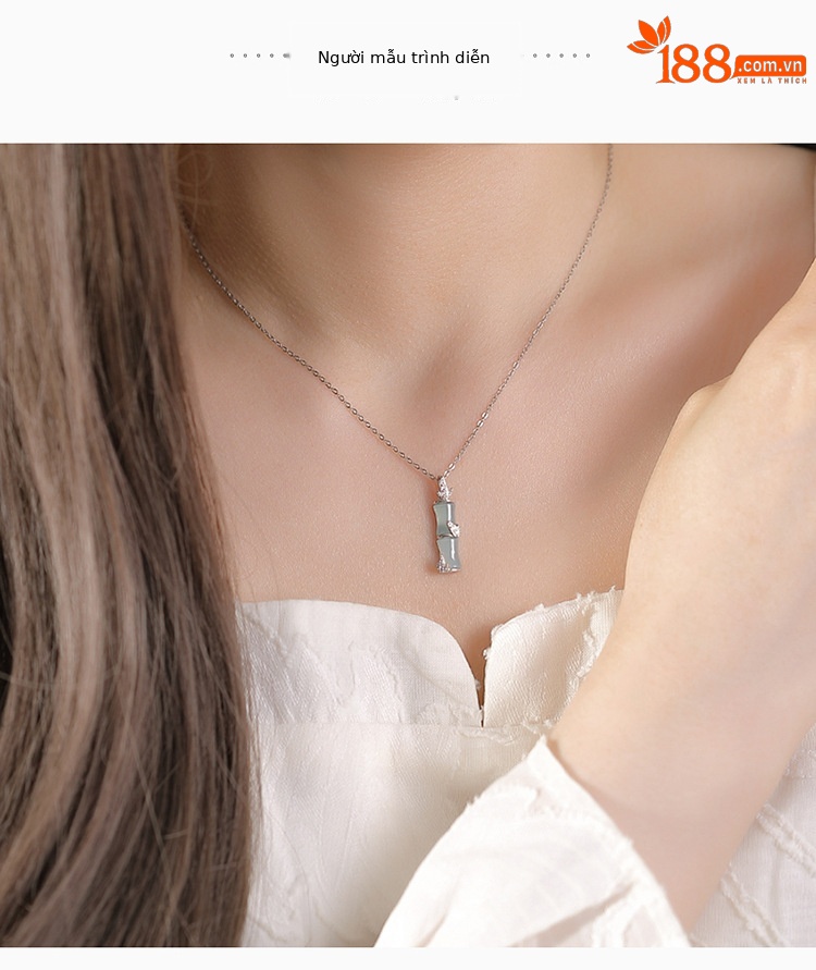 Mặt dây chuyền bạc S925 hình lá tre phong cách cổ điển Trung Hoa — Mặt dây chuyền đơn (không bao gồm dây chuyền) chi tiết 4
