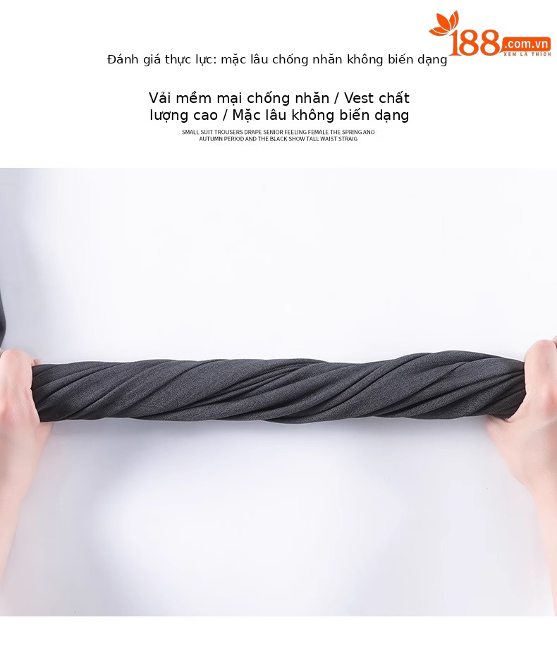 Quần tây nữ ống rộng cạp cao vải rủ mùa hè dáng suông thẳng — Black Petite [Lót lông cừu - Siêu dày] chi tiết 8
