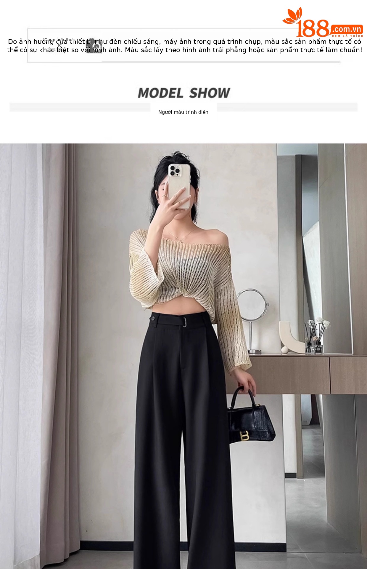 Quần tây nữ ống rộng cạp cao vải rủ mùa hè dáng suông thẳng — Black Petite [Lót lông cừu - Siêu dày] chi tiết 17